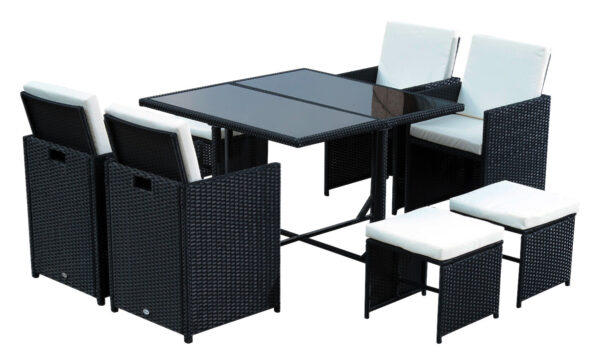 Outsunny Sitzgruppe schwarz Polyrattan – Bild 3