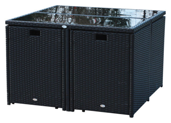 Outsunny Sitzgruppe schwarz Polyrattan – Bild 4