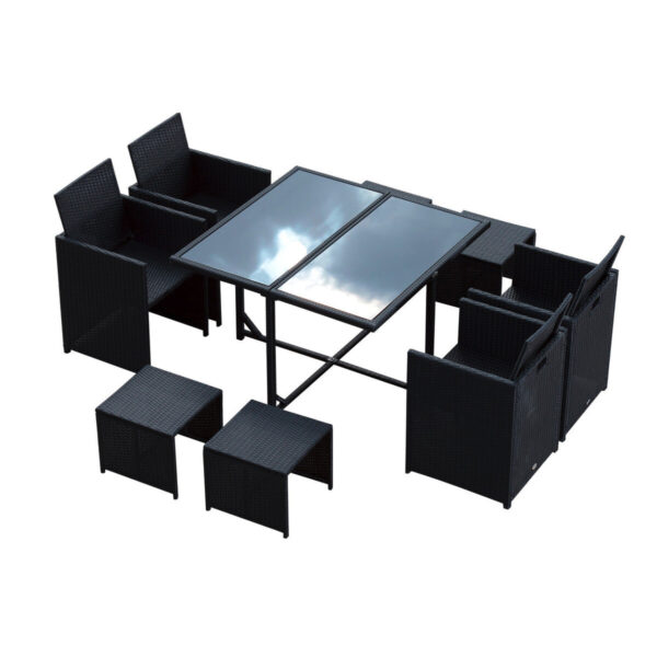 Outsunny Sitzgruppe schwarz Polyrattan – Bild 5