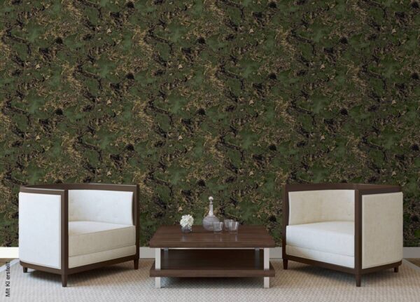 Vinyltapete Marmoroptik grün gold B/L: ca. 53x1005 cm – Bild 2