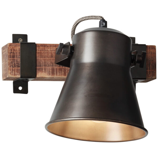 Brilliant Spot Plow schwarz braun Metall Holz B/H/T: ca. 17x24x25 cm E27 1 Brennstellen – Bild 5