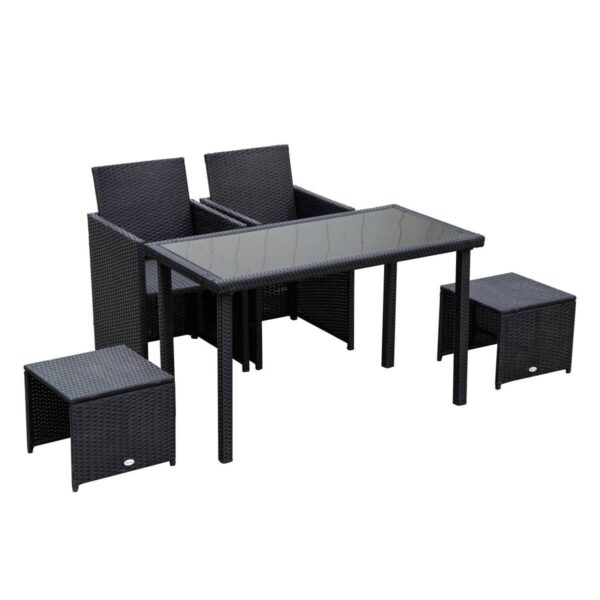 Outsunny Sitzgruppe schwarz Polyrattan – Bild 3