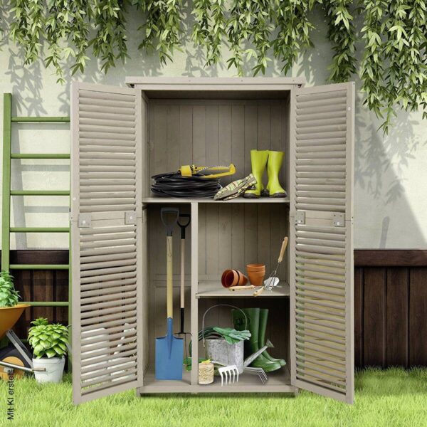 Outsunny Gartenschrank grau Kiefer B/H/L: ca. 46,5x160x87 cm Outsunny Gartenschrank grau Kiefer B/H/L: ca. 46,5x160x87 cm – Bild 5