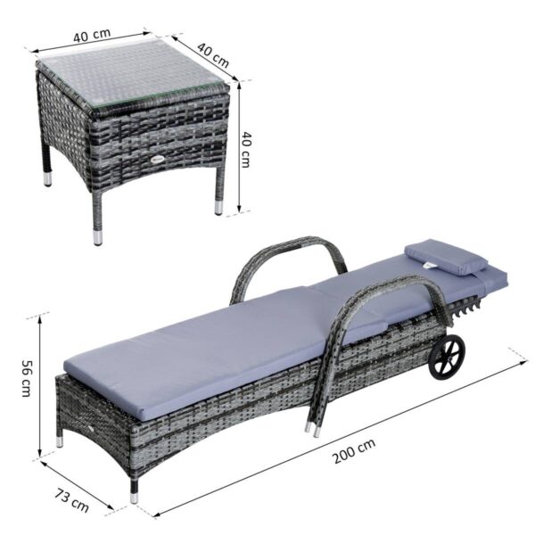 Outsunny Gartenliege grau Metall – Bild 2