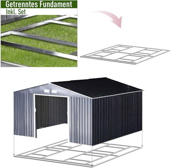 Outsunny Gartenschrank grau Stahl B/H/T: ca. 340x200x382 cm Outsunny Gartenschrank grau Stahl B/H/T: ca. 340x200x382 cm – Bild 4
