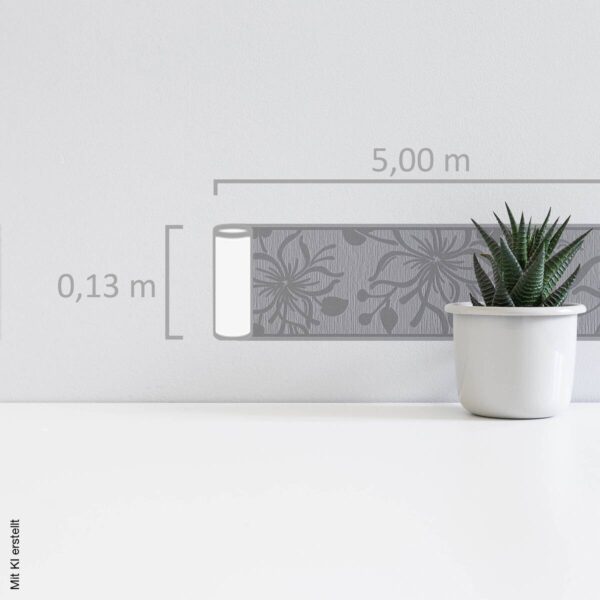 Borte Blumenranke grau B/L: ca. 13x500 cm – Bild 2