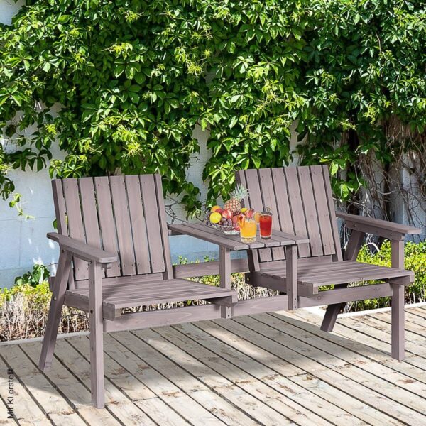 Outsunny Gartenbank grau Holz B/H/T/L: ca. 70x83x70x152 cm – Bild 4