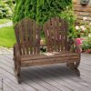 Outsunny Gartenbank dunkelbraun Holz B/H/T: ca. 108x95x66 cm – Bild 4