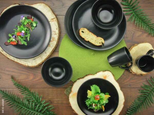 CreaTable Kombiservice Black Matt mattschwarz Steingut – Bild 2
