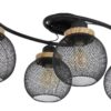 GLOBO Deckenleuchte Pablo mattschwarz natur Metall Holz B/H/T: ca. 60x22x35 cm – Bild 3