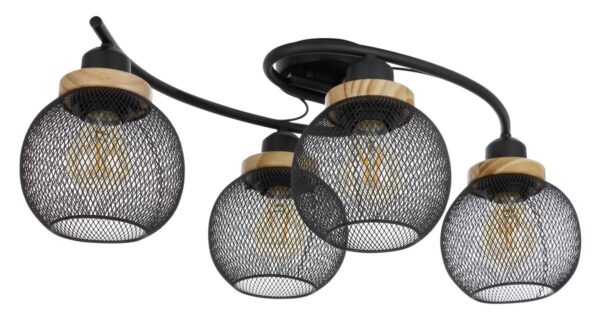 GLOBO Deckenleuchte Pablo mattschwarz natur Metall Holz B/H/T: ca. 60x22x35 cm – Bild 3