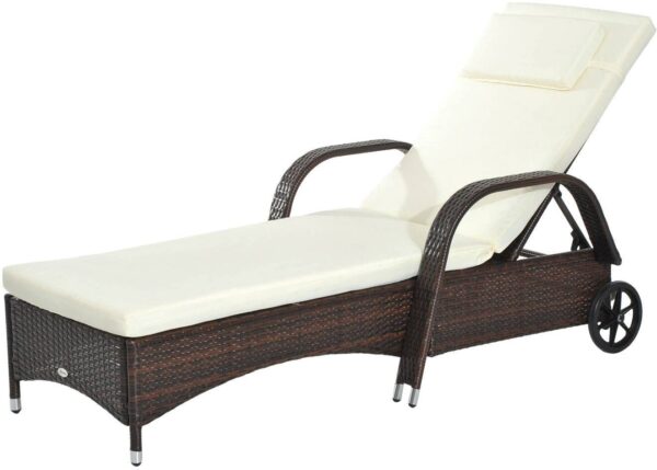 Outsunny Sonnenliege braun Metall B/H/L: ca. 73x103x200 cm – Bild 2