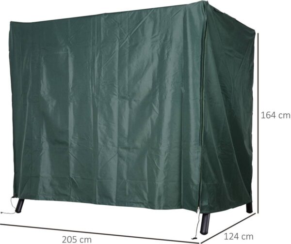 Outsunny Abdeckung für Hollywoodschaukel dunkelgrün Polyester-Mischgewebe B/H/L: ca. 124x164x205 cm – Bild 2