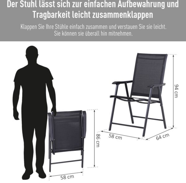 Outsunny Klappsessel grau Metall B/H/T: ca. 58x94x64 cm Outsunny Klappsessel grau Metall B/H/T: ca. 58x94x64 cm – Bild 3