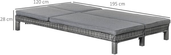 Outsunny Doppelliege grau Metall B/H/L: ca. 120x28x195 cm – Bild 2