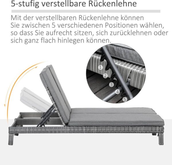 Outsunny Doppelliege grau Metall B/H/L: ca. 120x28x195 cm – Bild 3