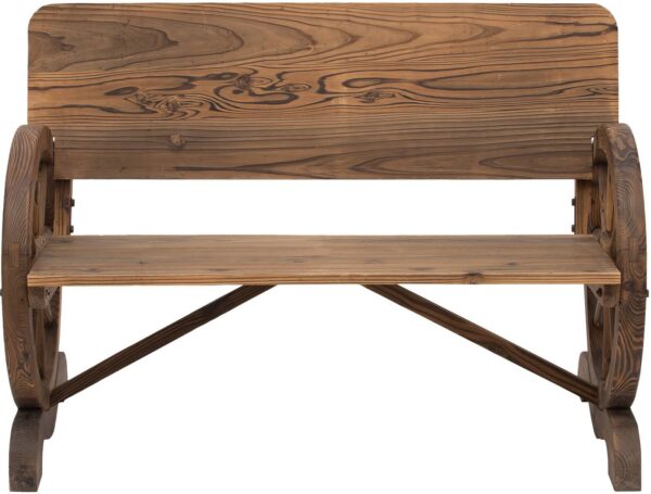 Outsunny Gartenbank dunkelbraun Holz B/H/T: ca. 114x80x58 cm – Bild 2