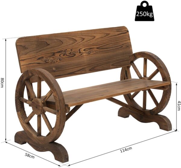 Outsunny Gartenbank dunkelbraun Holz B/H/T: ca. 114x80x58 cm – Bild 5