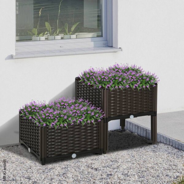 Outsunny Hochbeet dunkelbraun Kunststoff B/H/L: ca. 40x44x40 cm Outsunny Hochbeet dunkelbraun Kunststoff B/H/L: ca. 40x44x40 cm – Bild 5