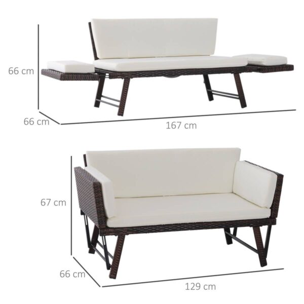 Outsunny Gartensofa braun Stahl B/H/L: ca. 66x67x129 cm Outsunny Gartensofa braun Stahl B/H/L: ca. 66x67x129 cm – Bild 2