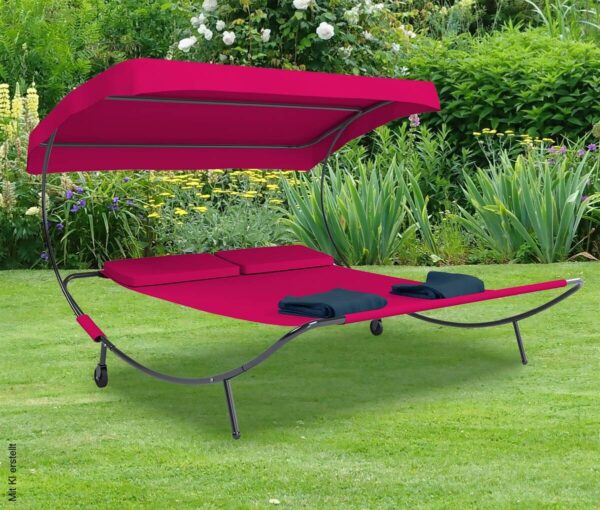 VCM Doppelliege Bindox rot Polyester-Mischgewebe B/H/T: ca. 130x137x200 cm – Bild 3
