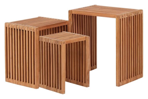 deVries Beistelltisch Woodie hellbraun Teakholz B/H/T: ca. 45x50x30 cm – Bild 2