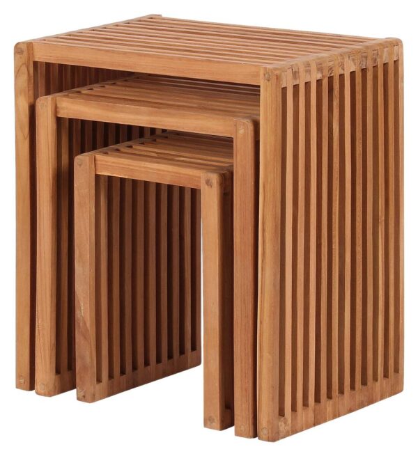 deVries Beistelltisch Woodie hellbraun Teakholz B/H/T: ca. 45x50x30 cm – Bild 4