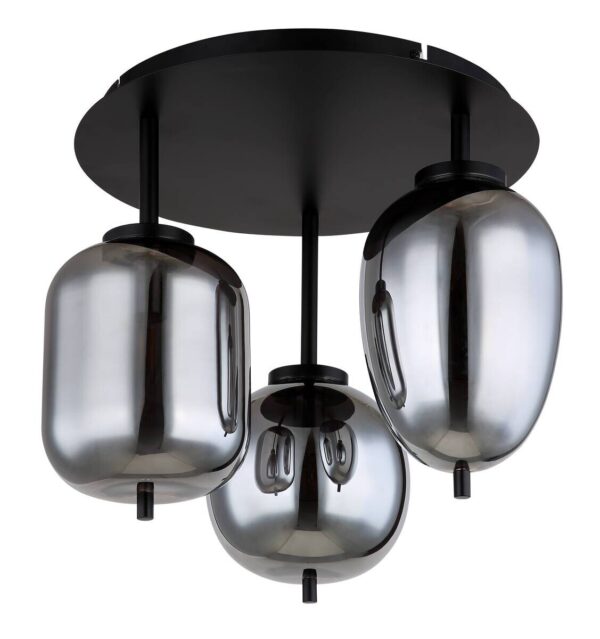 GLOBO Deckenleuchte Blacky mattschwarz Metall Rauchglas H/D: ca. 36x46 cm E14 3 Brennstellen – Bild 2