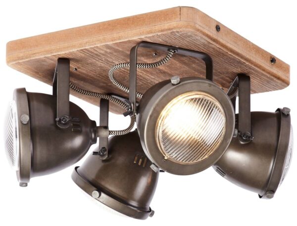 Brilliant Deckenleuchte Carmen Wood 72035/84 braun Metall Holz B/H/L: ca. 29x17,5x29 cm GU10 4 Brennstellen – Bild 3