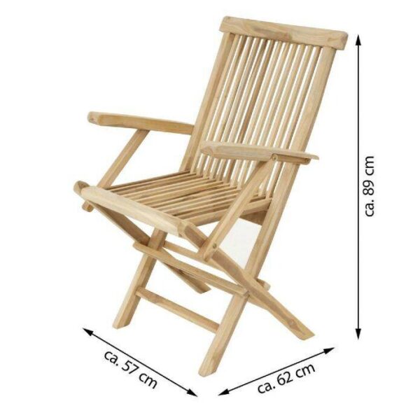 VCM Gartenstuhl 2er Set hellbraun Teakholz B/H/T: ca. 57x89x62 cm – Bild 2