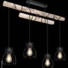 GLOBO Deckenleuchte Mina schwarz natur Metall Holz B/H/T: ca. 90x100x14 cm E27 4 Brennstellen – Bild 5