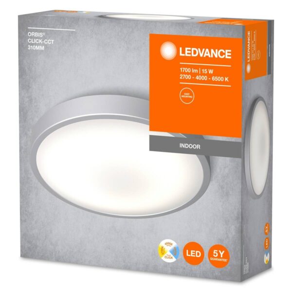 LEDVANCE LED-Wand-/Deckenleuchte Orbis silber weiß Aluminium Kunststoff H/D: ca. 8x31 cm – Bild 3