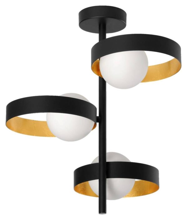 LEDVANCE Deckenleuchte Memphis schwarz gold weiß Metall Glas H/D: ca. 42,5x31,5 cm G9 3 Brennstellen – Bild 3