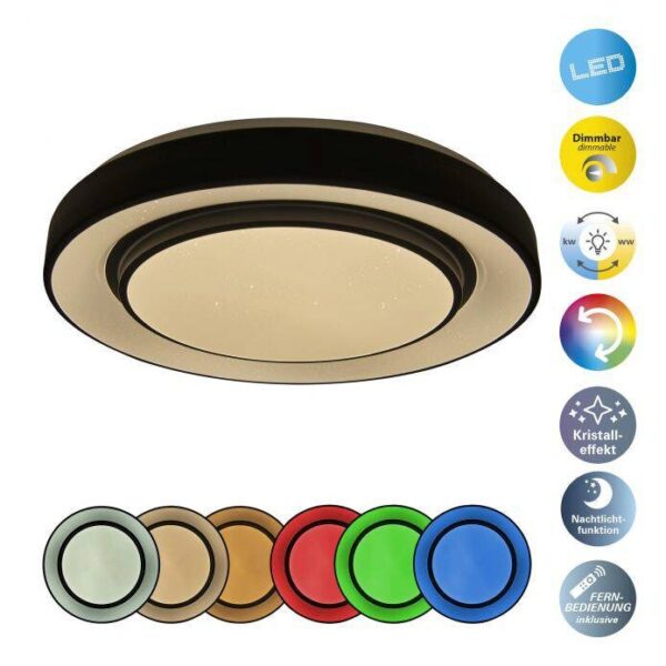 Näve Leuchten LED Deckenleuchte NV1378622 schwarz Eisen Kunststoff H/D: ca. 7x38 cm null 1 Brennstellen – Bild 2