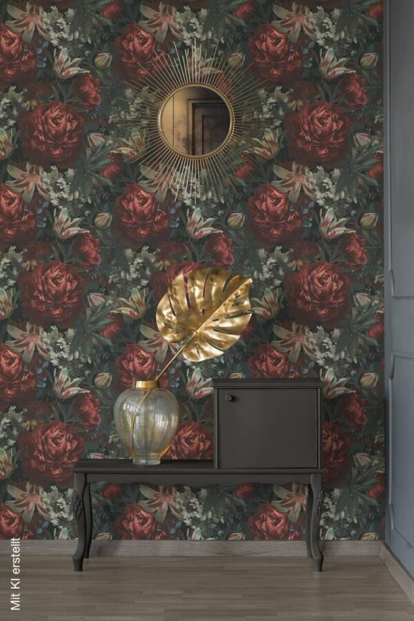Vliestapete Floral schwarz bunt B/L: ca. 53x1005 cm Vliestapete Floral schwarz bunt B/L: ca. 53x1005 cm – Bild 5