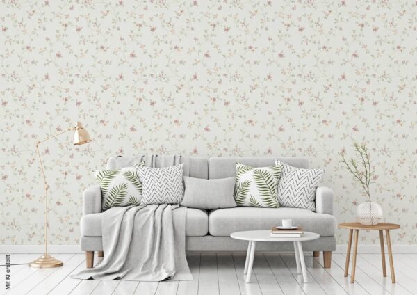 Vliestapete Blumen creme bunt B/L: ca. 53x1005 cm – Bild 2