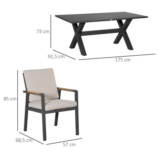 Outsunny Gartensitzgruppe grau Aluminium B/H/L: ca. 93x73x175 cm – Bild 2