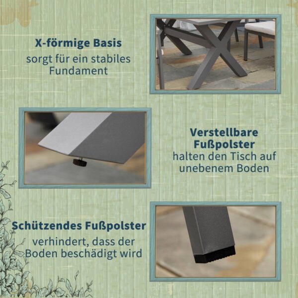 Outsunny Gartensitzgruppe grau Aluminium B/H/L: ca. 93x73x175 cm – Bild 4