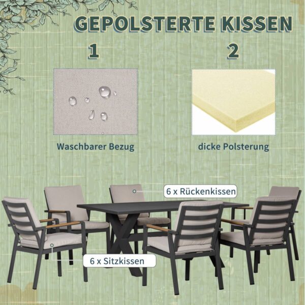 Outsunny Gartensitzgruppe grau Aluminium B/H/L: ca. 93x73x175 cm – Bild 5