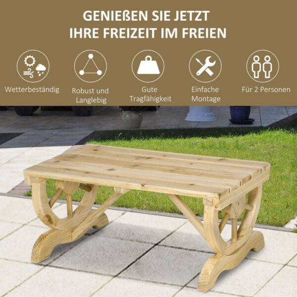 Outsunny Sitzbank natur Holz B/H/L: ca. 50x40x98 cm – Bild 3