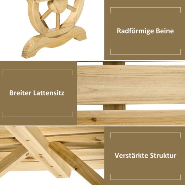 Outsunny Sitzbank natur Holz B/H/L: ca. 50x40x98 cm – Bild 4