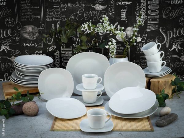 CreaTable Kombiservice Square weiß Porzellan 30 tlg. – Bild 3