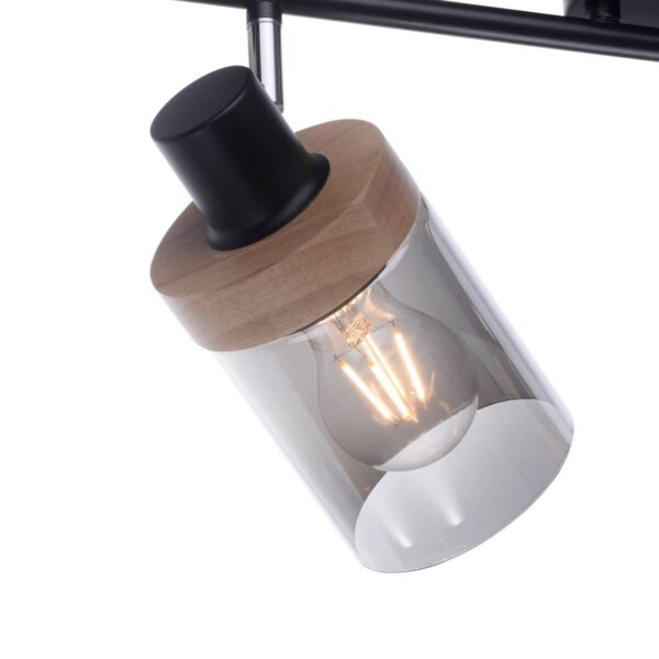 Just Light Spot Pasqual schwarz Rauch Metall Glas B/H/L: ca. 24x30x64 cm E27 2 Brennstellen – Bild 5
