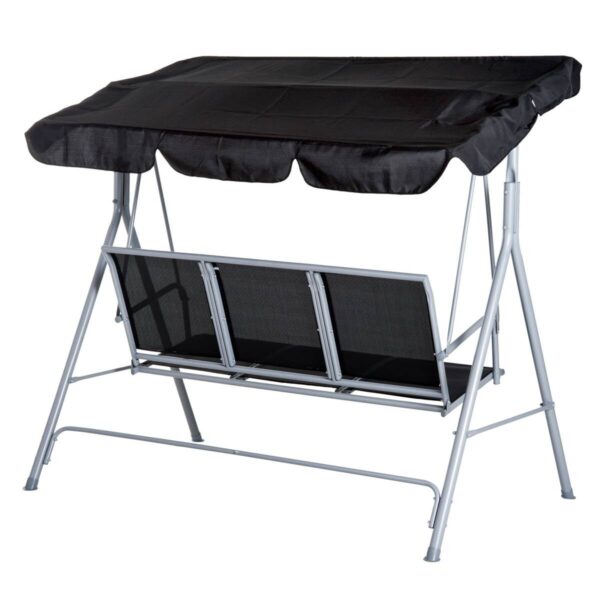 Outsunny Hollywoodschaukel schwarz Metall B/H/L: ca. 110x153x170 cm – Bild 3