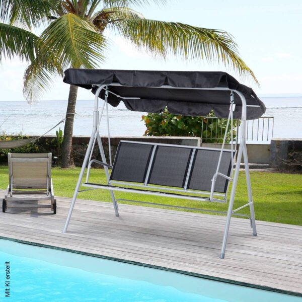 Outsunny Hollywoodschaukel schwarz Metall B/H/L: ca. 110x153x170 cm – Bild 4