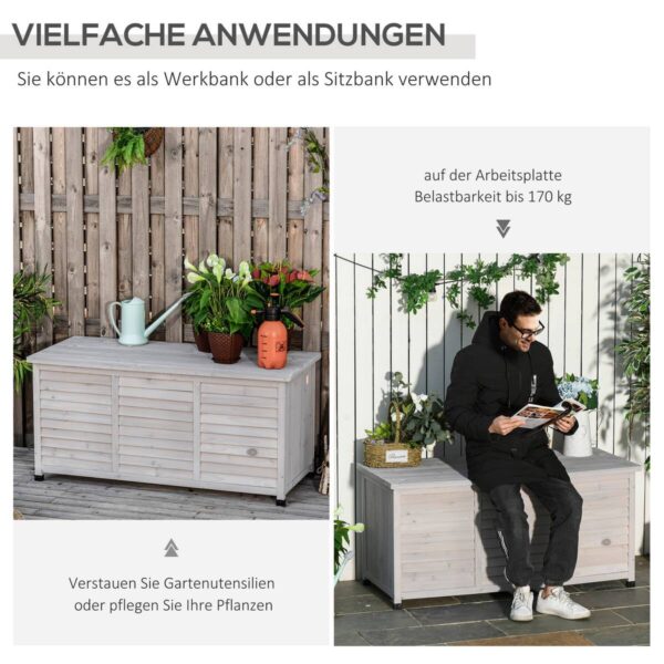 Outsunny Gartentruhe mit Stauraum grau Holz B/H/L: ca. 56x60x127 cm Outsunny Gartentruhe mit Stauraum grau Holz B/H/L: ca. 56x60x127 cm – Bild 3