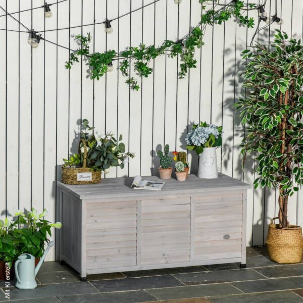 Outsunny Gartentruhe mit Stauraum grau Holz B/H/L: ca. 56x60x127 cm Outsunny Gartentruhe mit Stauraum grau Holz B/H/L: ca. 56x60x127 cm – Bild 5