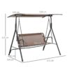 Outsunny Hollywoodschaukel braun Metall B/H/L: ca. 110x155x172 cm – Bild 3