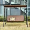 Outsunny Hollywoodschaukel braun Metall B/H/L: ca. 110x155x172 cm – Bild 5