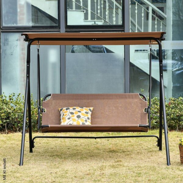 Outsunny Hollywoodschaukel braun Metall B/H/L: ca. 110x155x172 cm – Bild 5